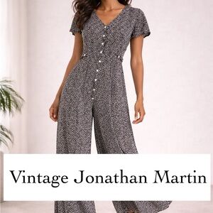 Elegant Olive Green and White MicroFloral Patterned Jumpsuit